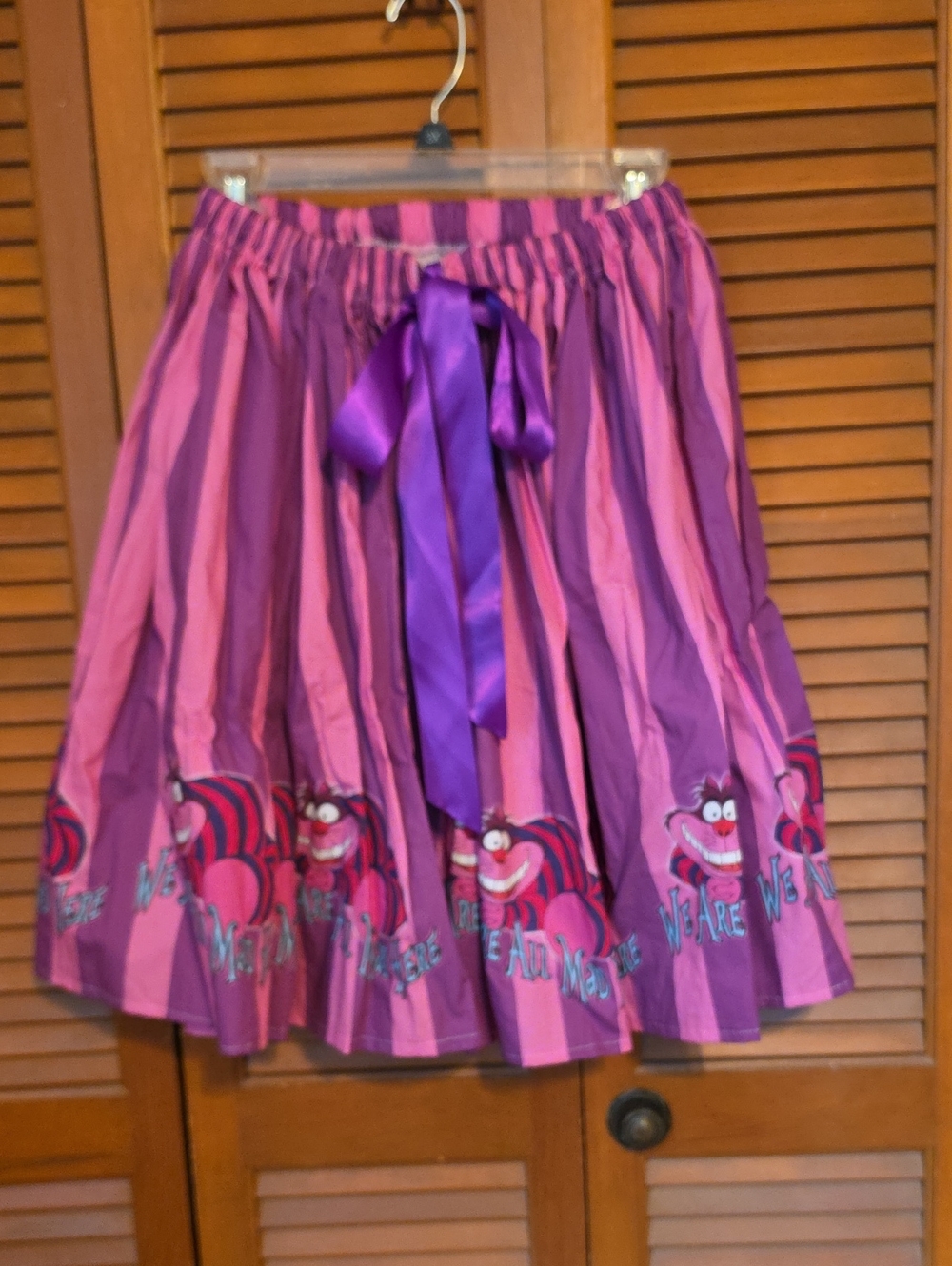 Hand Made Alice In Wonderland Cheshire Cat Striped Pink and Purple Skirt